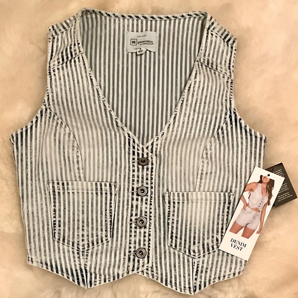 Re Generation by Celebrity Pink Denim Strip Vest - Picture 5 of 6